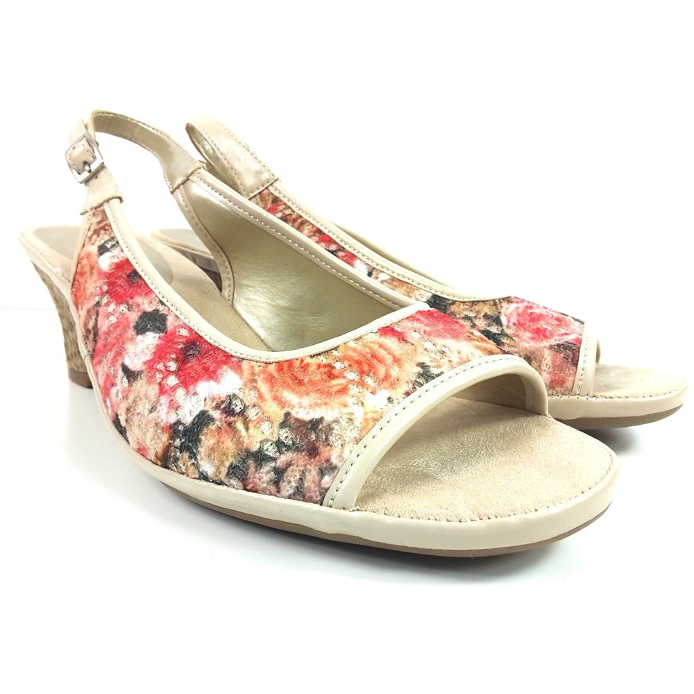 Aerosoles Dozen Roses Wedge Slingback Open Toe Womens Sandals 8.5 Wide